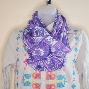 Thin Purple Infinity Scarf Geometric Shapes